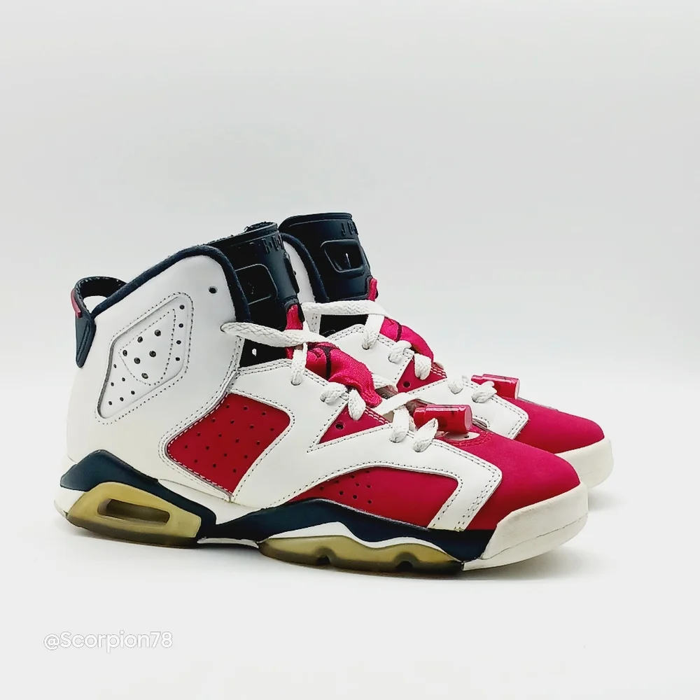 Jordan 6 Retro "Carmine" 2014 Basketball Shoes Size 4.5 Youth/6 Women - Picture 3 of 13